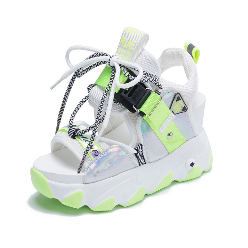 Women Chunky Platform Sandals Designers New Brand Summer Beach Casual Shoes Woman Lace Up Wedges 9CM Fashion Sandal Ladies