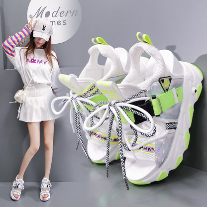 Women Chunky Platform Sandals Designers New Brand Summer Beach Casual Shoes Woman Lace Up Wedges 9CM Fashion Sandal Ladies