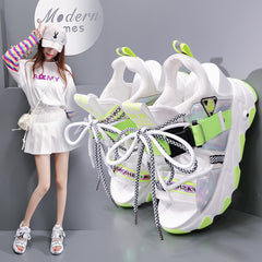 Women Chunky Platform Sandals Designers New Brand Summer Beach Casual Shoes Woman Lace Up Wedges 9CM Fashion Sandal Ladies