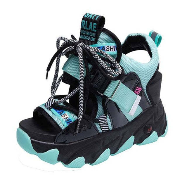 Women Chunky Platform Sandals Designers New Brand Summer Beach Casual Shoes Woman Lace Up Wedges 9CM Fashion Sandal Ladies