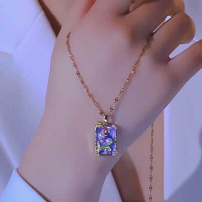 Pendant Vintage Oil Painting Style Flower Series Necklace
