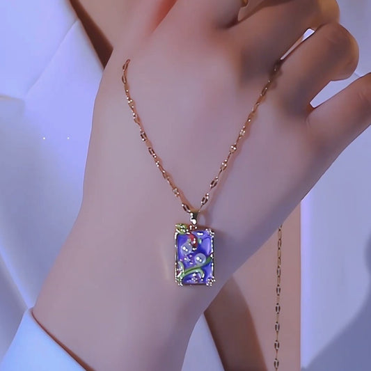 Pendant Vintage Oil Painting Style Flower Series Necklace