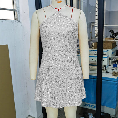 Sexy Backless Sequin Sling Women's Dress