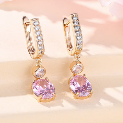 Micro Inlaid White Diamond Zircon Earrings Super Bright Simple Fashion Women
