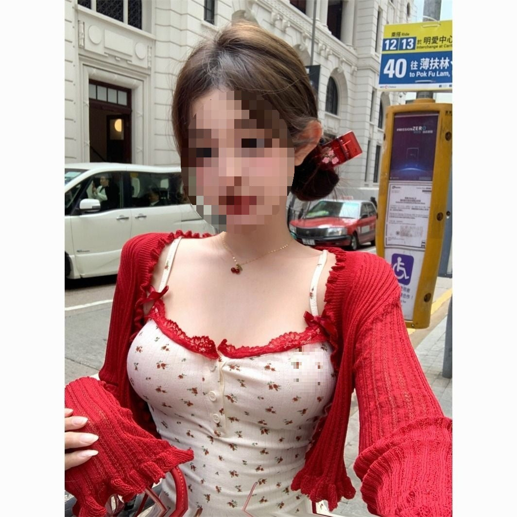 Women's Bow Floral Red Lace Cardigan Coat Lace Skirt